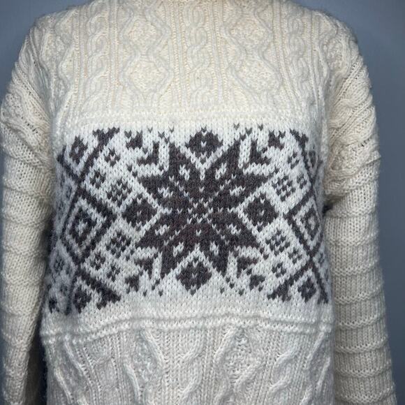 Vtg PAUL JAMES Men's Size Small England 100% Wool Cable Knit Sweater Fisherman - Picture 3 of 8